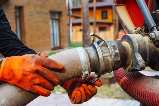 a person holding a hose